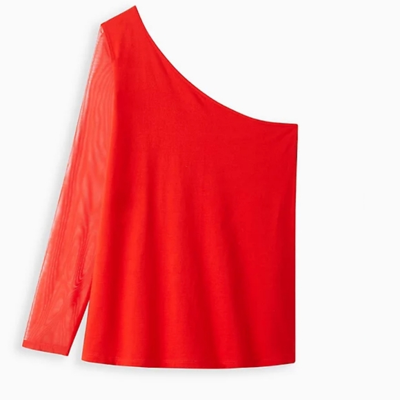 🛑Sale🛑 Torrid ONE-SHOULDER TOP - FOXY & MESH RED - Picture 4 of 4